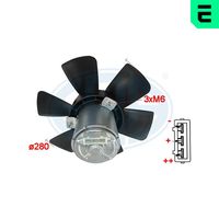 ERA 352021 - Potencia nominal [W]: 250<br>Restricción de fabricante: AEG<br>Diámetro [mm]: 285<br>Material: Plástico<br>Calefacción / Refrigeración: Ventilador simple<br>Artículo complementario / información complementaria 2: sin bastidor de ventilador radiador (armazón)<br>Versión: Sin regulador<br>