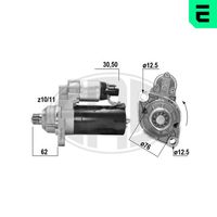 ERA 220450 - Tensión [V]: 12<br>Potencia nominal [kW]: 1,7<br>Restricción de fabricante: Bosch<br>Sentido de giro: Sentido de giro a la izquierda (antihorario)<br>Longitud 1 [mm]: 76<br>Longitud 2 [mm]: 42,5<br>Cantidad de agujeros de fijación: 2<br>