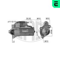 ERA 220148A - Tensión [V]: 12<br>Potencia nominal [kW]: 1,4<br>Restricción de fabricante: Valeo<br>ID del modelo de conector: 30-50<br>Sentido de giro: Sentido de giro a la derecha (horario)<br>Diámetro de brida [mm]: 66<br>Cantidad de agujeros de fijación: 3<br>Nº de dientes 1: 11<br>Nº de dientes 2: 12<br>Posición básica piñón [mm]: -2<br>Número de dientes 3: 13<br>