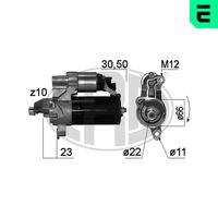 ERA 220848 - Equipamiento de vehículo: para vehículos con sistema Start&Stop<br>Tensión [V]: 12<br>Potencia nominal [kW]: 2,5<br>Cantidad de agujeros de fijación: 2<br>Cant. taladros roscados: 1<br>Diámetro de brida [mm]: 66<br>Sentido de giro: Sentido de giro a la derecha (horario)<br>Número de dientes: 10<br>Número de dientes: 11<br>Pinza: B+ M8<br>Pinza: Exc Plug<br>