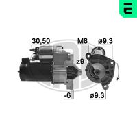 ERA 220044A - Tensión [V]: 12<br>Potencia nominal [kW]: 1,1<br>ID del modelo de conector: 30-50<br>Sentido de giro: Sentido de giro a la derecha (horario)<br>Cantidad de agujeros de fijación: 3<br>Juego alternativo de reparación: 220012<br>Nº de dientes 1: 9<br>Nº de dientes 2: 10<br>Posición básica piñón [mm]: -5<br>