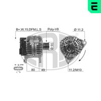 ERA 210589A - Garantía: 2 años de garantía<br>peso [g]: 7324<br>Tensión [V]: 24<br>Corriente de carga alternador [A]: 90<br>