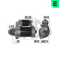 ERA 220135A - Tensión [V]: 12<br>Potencia nominal [kW]: 2,2<br>Número de dientes: 10<br>ID del modelo de conector: 30-50<br>Sentido de giro: Sentido de giro a la derecha (horario)<br>Diámetro de brida [mm]: 83<br>Cantidad de agujeros de fijación: 2<br>Juego alternativo de reparación: 220029<br>Posición básica piñón [mm]: 26<br>