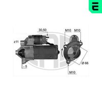 ERA 220171A - Tensión [V]: 12<br>Potencia nominal [kW]: 1,7<br>Número de dientes: 11<br>ID del modelo de conector: 30-50<br>Sentido de giro: Sentido de giro a la derecha (horario)<br>Diámetro de brida [mm]: 66<br>Cantidad de agujeros de fijación: 3<br>Posición básica piñón [mm]: -5<br>