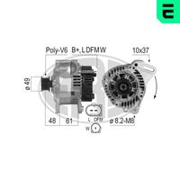 ERA 210795A - Tensión [V]: 14<br>Corriente de carga alternador [A]: 55<br>ID del modelo de conector: B+L<br>poleas - Ø [mm]: 92<br>Sentido de giro: Sentido de giro a la derecha (horario)<br>Modelo de alternador: incl. bomba de vacío<br>Cantidad de agujeros de fijación: 2<br>Número de canales: 1<br>Correas: Sin correa del ventilador<br>Distancia de polea a alternador [mm]: 80<br>