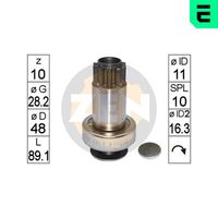 ERA ZN1891 - Número de dientes: 10<br>Longitud [mm]: 82<br>Sentido de giro: Sentido de giro a la izquierda (antihorario)<br>Diámetro exterior 1 [mm]: 48<br>Diámetro exterior 2 [mm]: 28,2<br>