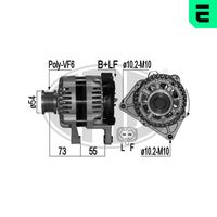 ERA 209131A - Modelo red de a bordo: para vehículos con red de a bordo 12V<br>Tensión [V]: 14<br>Corriente de carga alternador [A]: 100<br>Poleas: con polea para correa poli V<br>Número de nervaduras: 6<br>poleas - Ø [mm]: 53<br>Pinza: B+ M8<br>ID del modelo de conector: DFM / COM<br>