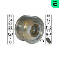 ERA ZN5675 - Número de nervaduras: 6<br>Diámetro [mm]: 54,2<br>Diámetro interior [mm]: 17<br>Ancho [mm]: 38,3<br>