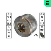 ERA ZN5437 - Número de nervaduras: 6<br>Diámetro [mm]: 54,2<br>Diámetro interior [mm]: 17<br>Ancho [mm]: 38,3<br>