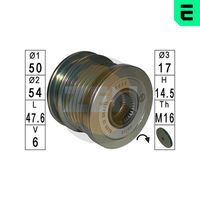 ERA ZN5644 - Número de nervaduras: 6<br>Diámetro [mm]: 49,7<br>Diámetro interior [mm]: 17<br>Ancho [mm]: 39,0<br>