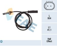 FAE 78335 - Lado de montaje: Eje delantero<br>Lado de montaje: Eje delantero, izquierda<br>Lado de montaje: Eje delantero, derecha<br>Longitud de cable [mm]: 840<br>Tipo de sensor: Sensor activo<br>Número de conexiones: 2<br>