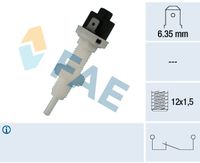 FAE 24010 - Medida de rosca: M12 x 1,5<br>Tipo de servicio: manual (por pedal)<br>Tipo de servicio: mecánico<br>Ancho de llave: 19<br>Número de enchufes de contacto: 2<br>Función de interruptor combinado: Contacto ruptor<br>Color de carcasa: blanco<br>Nº de información técnica: circuit N.C.<br>