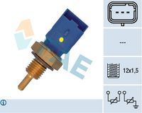 FAE 33795 - para norma de emisión para fabricantes: Depol CEE 2000<br>Número de enchufes de contacto: 2<br>Color de carcasa: verde<br>Medida de rosca: M 12x1,5<br>Tipo de sensor: NTC<br>