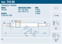 FAE 74149 - Bujía de precalentamiento