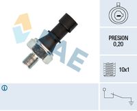 FAE 12438 - Presión [bar]: 0,2<br>Medida de rosca: M10 x 1<br>Número de enchufes de contacto: 1<br>Nº de información técnica: circuit N.C.<br>