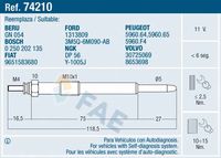 FAE 74210 - Tensión [V]: 11<br>Técnica conexión: M4<br>Longitud [mm]: 118,6<br>Medida de rosca: M10x1<br>Parámetro: Twin Coil<br>Ancho de llave: 10<br>Profundidad de montaje [mm]: 27,5<br>Versión: Hidria - OEM<br>