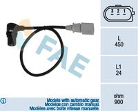 FAE 79055 - Resistencia [Ohm]: 900<br>Color: negro<br>Longitud de cable [mm]: 430<br>Número de enchufes de contacto: 3<br>Profundidad de montaje [mm]: 24<br>Peso [kg]: 0,060<br>