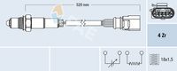 FAE 77438 - Lado de montaje: después de catalizador<br>Sonda lambda: Sonda de diagnosis<br>Longitud [mm]: 650<br>Número de enchufes de contacto: 4<br>Color de conector: negro<br>Sonda lambda: térmico<br>