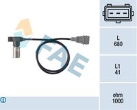 FAE 79098 - Longitud de cable [mm]: 690<br>Número de enchufes de contacto: 3<br>Profundidad de montaje [mm]: 41<br>Resistencia [kOhm]: 1,28<br>