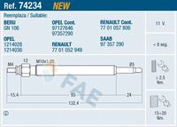 FAE 74234 - Tensión [V]: 11<br>Técnica conexión: M4<br>Longitud [mm]: 134<br>Medida de rosca: M10X1,25<br>Parámetro: Twin Coil<br>Ancho de llave: 12<br>Profundidad de montaje [mm]: 24<br>