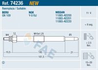 FAE 74236 - Tensión [V]: 11<br>Técnica conexión: M4<br>Longitud [mm]: 179<br>Medida de rosca: M10x1,25<br>Parámetro: Twin Coil<br>Ancho de llave: 12<br>Profundidad de montaje [mm]: 21<br>Versión: Hidria<br>