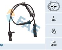 FAE 78324 - Lado de montaje: Eje trasero<br>Número de enchufes de contacto: 2<br>corresponde al color de la pieza original: negro<br>Longitud de cable [mm]: 845<br>Tipo de sensor: Hall<br>