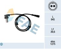 FAE 78341 - Lado de montaje: Eje delantero, izquierda<br>Lado de montaje: Eje delantero, derecha<br>Longitud de cable [mm]: 870<br>Número de enchufes de contacto: 2<br>Profundidad de montaje [mm]: 39<br>