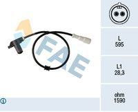 FAE 78351 - Tipo de sensor: inductivo<br>Lado de montaje: Eje delantero<br>Resistencia [Ohm]: 1590<br>