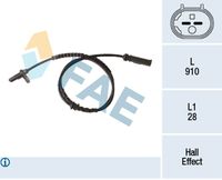 FAE 78336 - Lado de montaje: Eje trasero<br>Tipo de sensor: Hall<br>Número de enchufes de contacto: 2<br>Artículo complementario / información complementaria 2: con cable<br>Longitud de cable [mm]: 954<br>