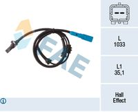 FAE 78313 - año construcción desde: 04/2010<br>año construcción hasta: 12/2011<br>Lado de montaje: Eje trasero<br>Número de enchufes de contacto: 2<br>corresponde al color de la pieza original: azul<br>Tipo de sensor: Hall<br>Artículo complementario / información complementaria 2: con cable<br>Longitud de cable [mm]: 745<br>