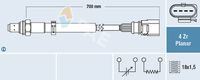 FAE 77633 - Lado de montaje: izquierda<br>Sonda lambda: Sonda de diagnosis<br>Lado de montaje: después de catalizador<br>Longitud [mm]: 600<br>Número de enchufes de contacto: 4<br>Nº de información técnica: Universal 77005<br>