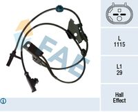 FAE 78390 - Lado de montaje: Eje delantero, derecha<br>Tipo de sensor: Hall<br>Artículo complementario / información complementaria 2: con cable<br>Número de enchufes de contacto: 2<br>Longitud de cable [mm]: 1115<br>