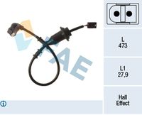 FAE 78490 - Lado de montaje: Eje trasero izquierda<br>año construcción hasta: 03/2004<br>Dinámica de frenado / conducción: para vehículos con ESP<br>Dinámica de frenado / conducción: para vehículos sin ASR<br>Tipo de sensor: Sensor activo<br>Número de enchufes de contacto: 2<br>Artículo complementario / información complementaria 2: con cable<br>Longitud de cable [mm]: 473<br>