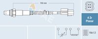 FAE 77689 - Sonda lambda: Sensor de paso<br>Medida de rosca: M18x1.5<br>Longitud total [mm]: 550<br>Longitud de cable [mm]: 490<br>Número de enchufes de contacto: 4<br>