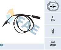 FAE 78292 - Lado de montaje: Eje delantero<br>Longitud de cable [mm]: 520<br>Tipo de sensor: Sensor activo<br>