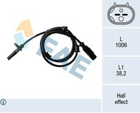 FAE 78170 - Número de enchufes de contacto: 2<br>Longitud de cable [mm]: 950<br>Tipo de sensor: Hall<br>Lado de montaje: Eje trasero<br>corresponde al color de la pieza original: negro<br>