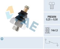 FAE 10250 - Presión [bar]: 0,4<br>Medida de rosca: M14 x 1,5<br>Número de enchufes de contacto: 1<br>Nº de información técnica: circuit N.C.<br>