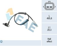 FAE 78716 - Lado de montaje: Eje trasero, derecha<br>Número de enchufes de contacto: 2<br>Longitud [mm]: 500<br>Tipo de sensor: Hall<br>