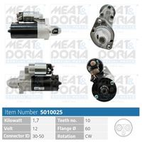 MEAT & DORIA 5010025 - Potencia nominal [kW]: 1,7<br>Tensión [V]: 12<br>Diámetro de brida [mm]: 59,5<br>Número de dientes: 10<br>Sentido de giro: Sentido de giro a la derecha (horario)<br>Pinza: M8<br>Pinza: Pin "50" M6<br>Cantidad de agujeros de fijación: 2<br>Cant. taladros roscados: 2<br>peso neto [kg]: 3,6<br>