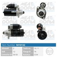 MEAT & DORIA 5010132 - Cantidad de agujeros de fijación: 2<br>Potencia nominal [kW]: 1,8<br>Pinza: B+ M8<br>Tensión [V]: 12<br>Sentido de giro: Sentido de giro a la derecha (horario)<br>Diámetro de brida [mm]: 82<br>Número de dientes: 9<br>Calidad: GENUINE<br>