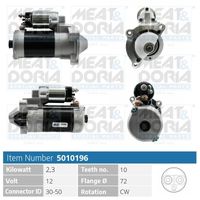 MEAT & DORIA 5010196 - Tensión [V]: 12<br>Potencia nominal [kW]: 1,7<br>Diámetro de brida [mm]: 66<br>ID del modelo de conector: 30-50<br>Cantidad de agujeros de fijación: 3<br>Número de dientes: 11<br>Sentido de giro: Sentido de giro a la derecha (horario)<br>