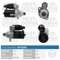 MEAT & DORIA 5010268 - Tensión [V]: 12<br>Potencia nominal [kW]: 2<br>Diámetro de brida [mm]: 76<br>ID del modelo de conector: 30-50<br>Número de dientes: 10<br>Número de dientes: 11<br>Cantidad de agujeros de fijación: 2<br>Sentido de giro: Sentido de giro a la izquierda (antihorario)<br>