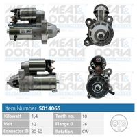 MEAT & DORIA 5014065 - Potencia nominal [kW]: 1,7<br>Tensión [V]: 12<br>Número de dientes: 10<br>Pinza: M8 B+<br>Pinza: Pin "50" M6<br>Cantidad de agujeros de fijación: 3<br>Cant. taladros roscados: 3<br>peso neto [kg]: 4,04<br>