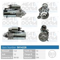 MEAT & DORIA 5014228 - Tensión [V]: 12<br>Potencia nominal [kW]: 1,4<br>Diámetro de brida [mm]: 76<br>ID del modelo de conector: 30-50<br>Número de dientes: 10<br>Cantidad de agujeros de fijación: 3<br>Sentido de giro: Sentido de giro a la derecha (horario)<br>