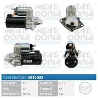 MEAT & DORIA 5015033 - Tensión [V]: 12<br>Potencia nominal [kW]: 0,9<br>Diámetro de brida [mm]: 68<br>ID del modelo de conector: 30-50<br>Número de dientes: 9<br>Cantidad de agujeros de fijación: 3<br>Sentido de giro: Sentido de giro a la derecha (horario)<br>