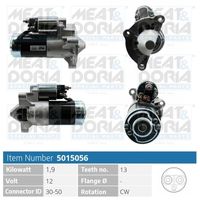 MEAT & DORIA 5015056 - Tensión [V]: 12<br>Potencia nominal [kW]: 2,3<br>Diámetro de brida [mm]: 72<br>ID del modelo de conector: 30-50<br>Número de dientes: 10<br>Cantidad de agujeros de fijación: 2<br>Sentido de giro: Sentido de giro a la derecha (horario)<br>