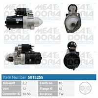 MEAT & DORIA 5015255 - Potencia nominal [kW]: 2,2<br>Tensión [V]: 12<br>Diámetro de brida [mm]: 82,5<br>Número de dientes: 10<br>Número de dientes: 11<br>Sentido de giro: Sentido de giro a la derecha (horario)<br>Pinza: M8<br>ID del modelo de conector: M4/M5<br>Cantidad de agujeros de fijación: 2<br>Cant. taladros roscados: 2<br>peso neto [kg]: 6,1<br>