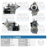 MEAT & DORIA 5140004 - Tensión [V]: 24<br>Potencia nominal [kW]: 5,5<br>Diámetro de brida [mm]: 92<br>ID del modelo de conector: 30-50<br>Número de dientes: 12<br>Cantidad de agujeros de fijación: 2<br>Sentido de giro: Sentido de giro a la derecha (horario)<br>