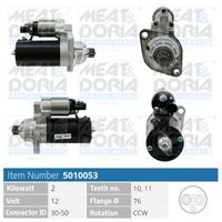 MEAT & DORIA 5010053 - Potencia nominal [kW]: 1,1<br>Tensión [V]: 12<br>Diámetro de brida [mm]: 76<br>Número de dientes: 10<br>Sentido de giro: Sentido de giro a la izquierda (antihorario)<br>Pinza: Pin "50" Plug<br>ID del modelo de conector: 0156<br>Cantidad de agujeros de fijación: 2<br>peso neto [kg]: 2,9<br>