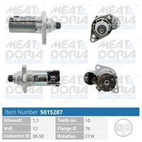 MEAT & DORIA 5015287 - Cantidad de agujeros de fijación: 2<br>Potencia nominal [kW]: 2<br>Pinza: B+ M8<br>Tensión [V]: 12<br>Sentido de giro: Sentido de giro a la izquierda (antihorario)<br>Diámetro de brida [mm]: 79<br>Número de dientes: 13<br>para OE N°: 0AH911023J<br>Calidad: GENUINE<br>